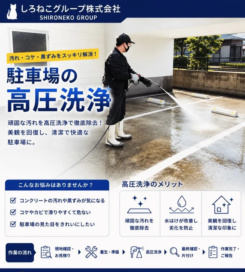 〜駐車場高圧洗浄〜